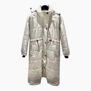 White Hooded Long Puffer Coat